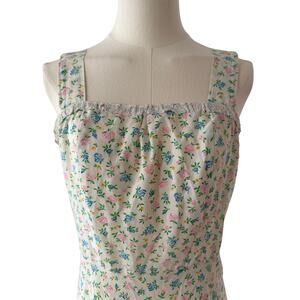 True Vintage 40s or 50s White Cotton Floral Dress, Lightweight, Lace Detail- S/M